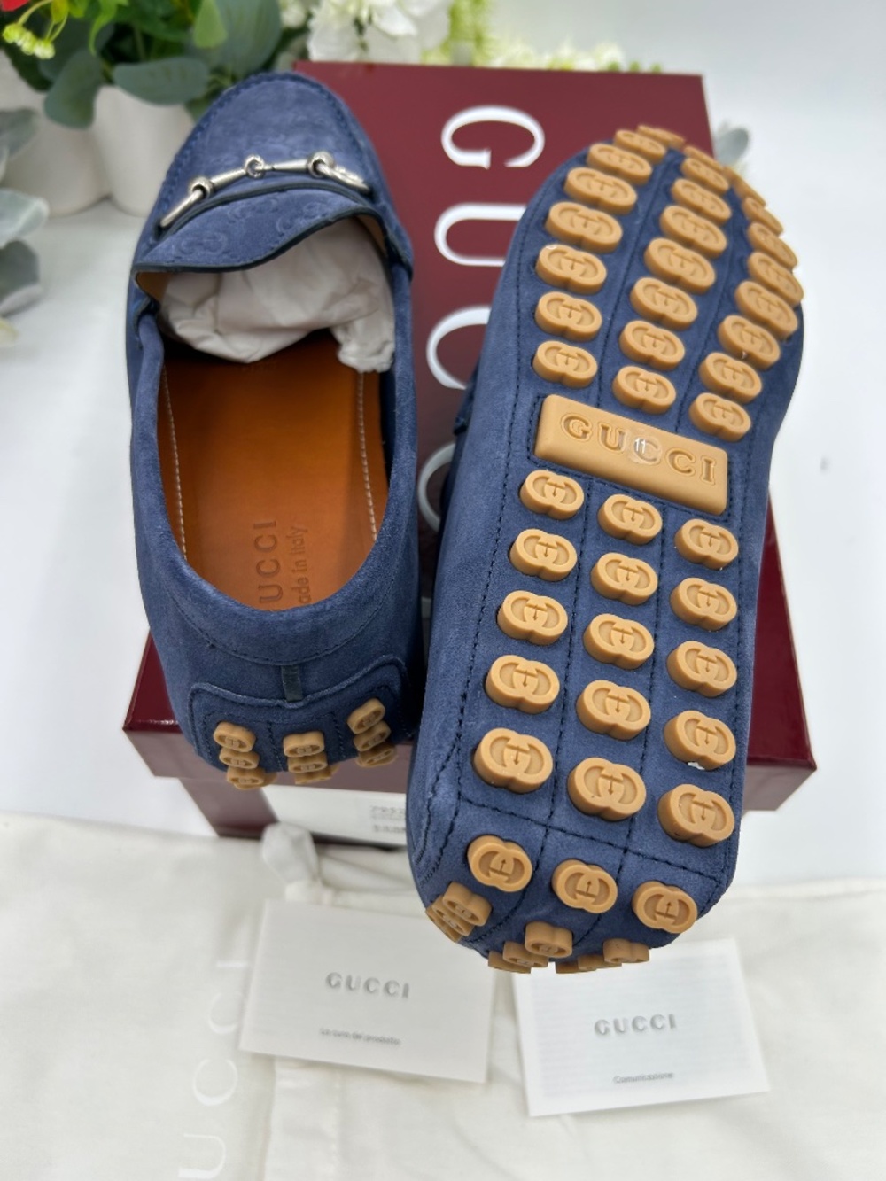 Men’s Gucci blue suede GG embossed loafer. Size 11.(fits 11.5) Made in Italy - Picture 6 of 11